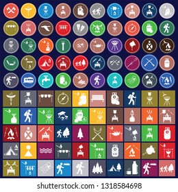 Set of travel and camping equipment icons. Vector illustration