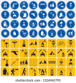 Set of travel and camping equipment icons. Vector illustration