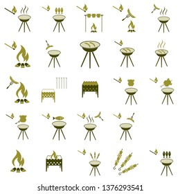 Set of travel and camping equipment icons. Vector illustration