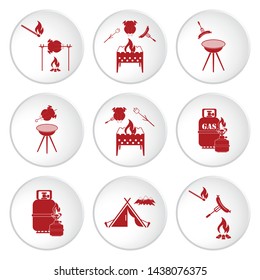 Set of travel and camping equipment icons. Vector illustration