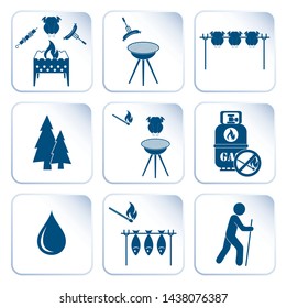Set of travel and camping equipment icons. Vector illustration