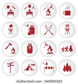 Set of travel and camping equipment icons. Vector illustration