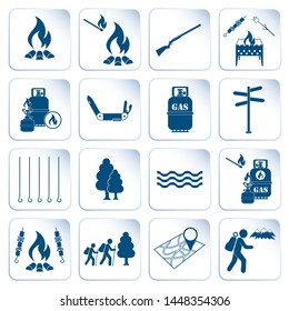 Set of travel and camping equipment icons. Vector illustration