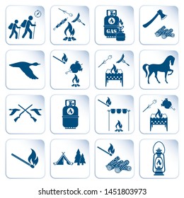 Set of travel and camping equipment icons. Vector illustration