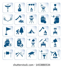 Set of travel and camping equipment icons. Vector illustration