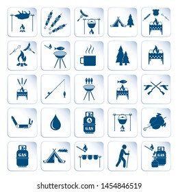 Set of travel and camping equipment icons. Vector illustration