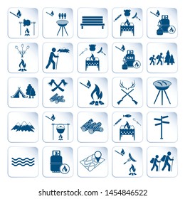 Set of travel and camping equipment icons. Vector illustration