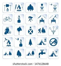 Set of travel and camping equipment icons. Vector illustration