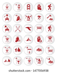 Set of travel and camping equipment icons. Vector illustration