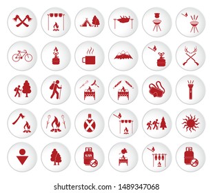 Set of travel and camping equipment icons. Vector illustration