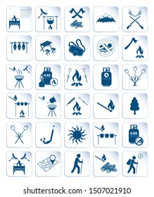 Set of travel and camping equipment icons. Vector illustration