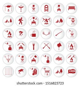 Set of travel and camping equipment icons. Vector illustration