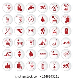 Set of travel and camping equipment icons. Vector illustration