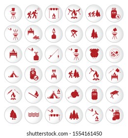Set of travel and camping equipment icons. Vector illustration