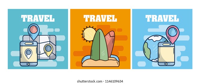 Set of travel cards