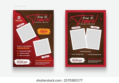 Set of Travel company flyer template. Summer beach holiday, traveling agency business offer promotion. tourism advertisement cover design.