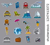 set of travel concept stickers of resort, cruise and journey
