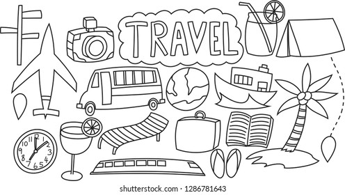 Set of travel doodles