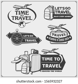 Set of Travel emblems, labels and design elements. Print design for t-shirt.