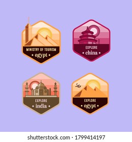 Set of travel emblems. tourism emblems, badges and logo patches. travel, hiking. 