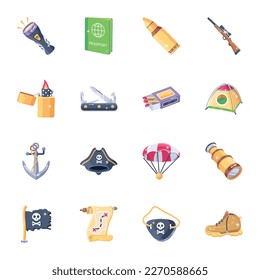 Juego de Viajes y Explorar Iconos 2D 

