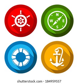 Set of travel flat colored buttons, vector illustrations