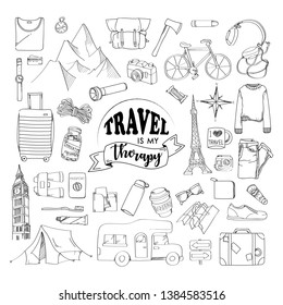 Set of travel hand drawn concept