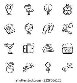 Set of Travel Hand Drawn Icons 