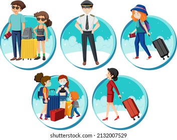 A set of Travel holiday theme man and women on white background illustration