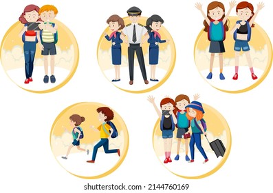 A set of Travel holiday theme man and women on white background illustration