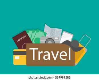 set of travel icon