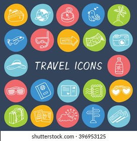 Set of travel icon doodle