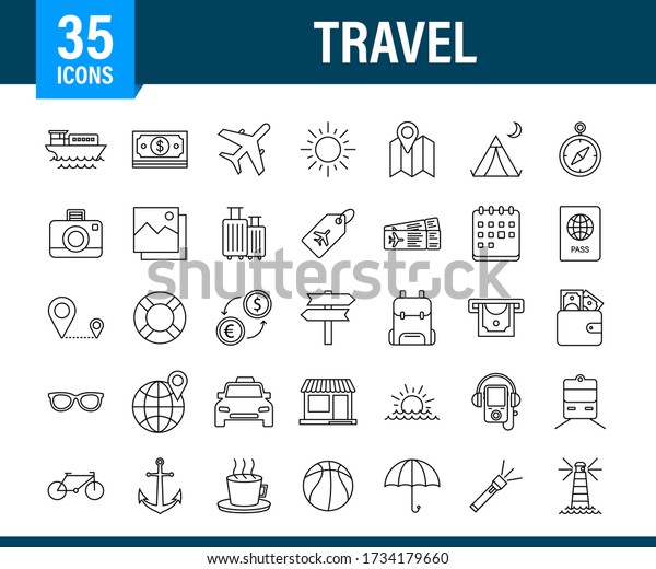 Set travel icon for web design. Business\
icon. Vector stock\
illustration.