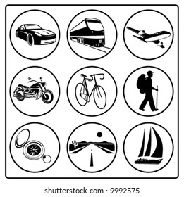 A set of travel icons