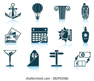Set of travel icons. EPS 10 vector illustration without transparency.