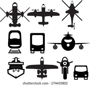 Set of travel icons in flat style