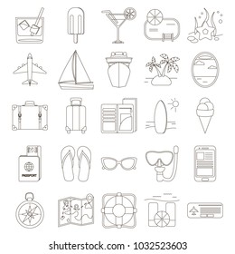 Set of travel icons in line stile. Vector illustration.