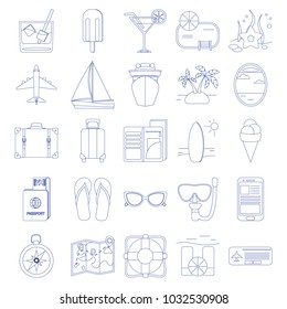 Set of travel icons in line stile. Vector illustration.