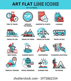 Set of Travel icons, modern flat line design, vector illustration, for graphic and web design