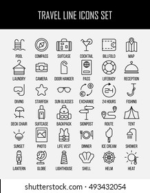 Set of travel icons in modern thin line style. High quality black camping animal symbols for web site design and mobile apps. Simple linear wild summer pictograms on a white background.