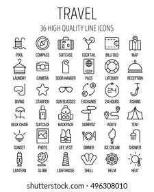 Set of travel icons in modern thin line style. High quality black camping animal symbols for web site design and mobile apps. Simple linear wild summer pictograms on a white background.