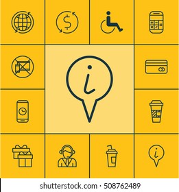 Set Of Travel Icons On Accessibility, Present And Money Trasnfer Topics. Editable Vector Illustration. Includes Time, Paper, Pointer And More Vector Icons.
