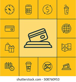 Set Of Travel Icons On Appointment, World And Shopping Topics. Editable Vector Illustration. Includes Transfer, Takeaway, Date And More Vector Icons.