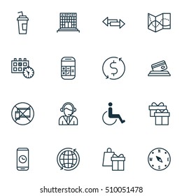 Set Of Travel Icons On Appointment, Call Duration And Road Map Topics. Editable Vector Illustration. Includes Payment, Compass, Center And More Vector Icons.