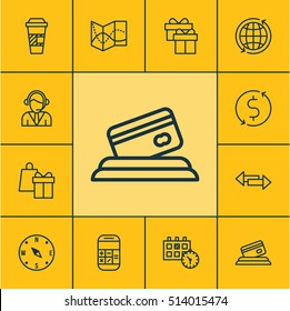 Set Of Travel Icons On Calculation, Credit Card And Road Map Topics. Editable Vector Illustration. Includes Call, Arrows, Travel And More Vector Icons.