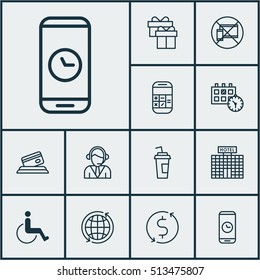 Set Of Travel Icons On Call Duration, Operator And Money Trasnfer Topics. Editable Vector Illustration. Includes Around, Paper, Paralyzed And More Vector Icons.