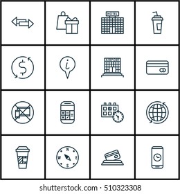 Set Of Travel Icons On Credit Card, Money Trasnfer And Forbidden Mobile Topics. Editable Vector Illustration. Includes Airport, Credit, Direction And More Vector Icons.