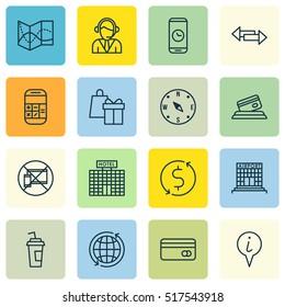 Set Of Travel Icons On Crossroad, Airport Construction And Hotel Construction Topics. Editable Vector Illustration. Includes Center, Building, Calculation And More Vector Icons.