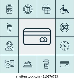 Set Of Travel Icons On Locate, Accessibility And Present Topics. Editable Vector Illustration. Includes Credit, Accessibility, Mobile And More Vector Icons.