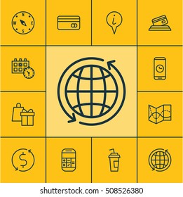 Set Of Travel Icons On Money Trasnfer, Shopping And Plastic Card Topics. Editable Vector Illustration. Includes Paper, Math, Shopping And More Vector Icons.